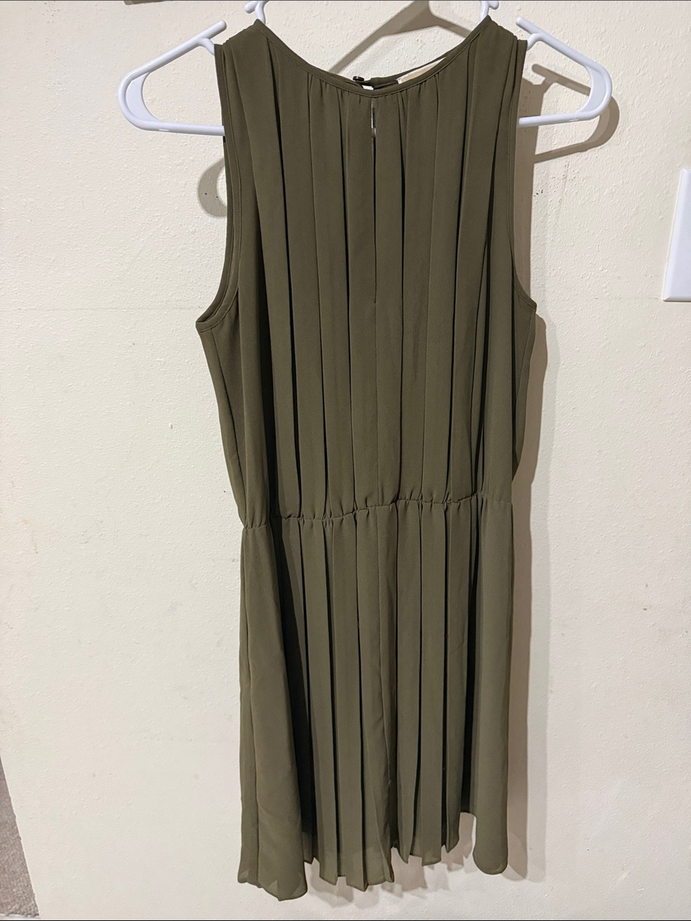 Michael Kors Olive Pleated Sleeveless Mini Dress